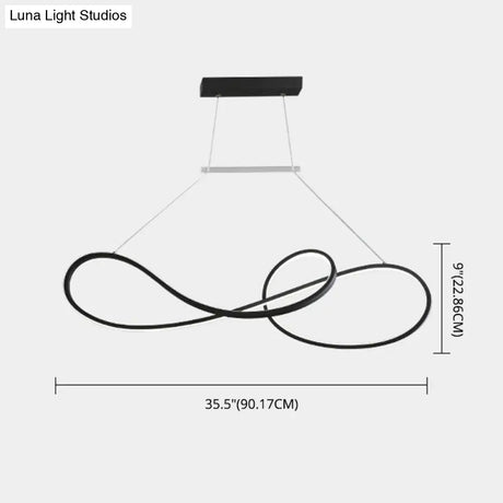 Led Strip Island Pendant Light - Minimalist Metal Dining Room Lighting Fixture