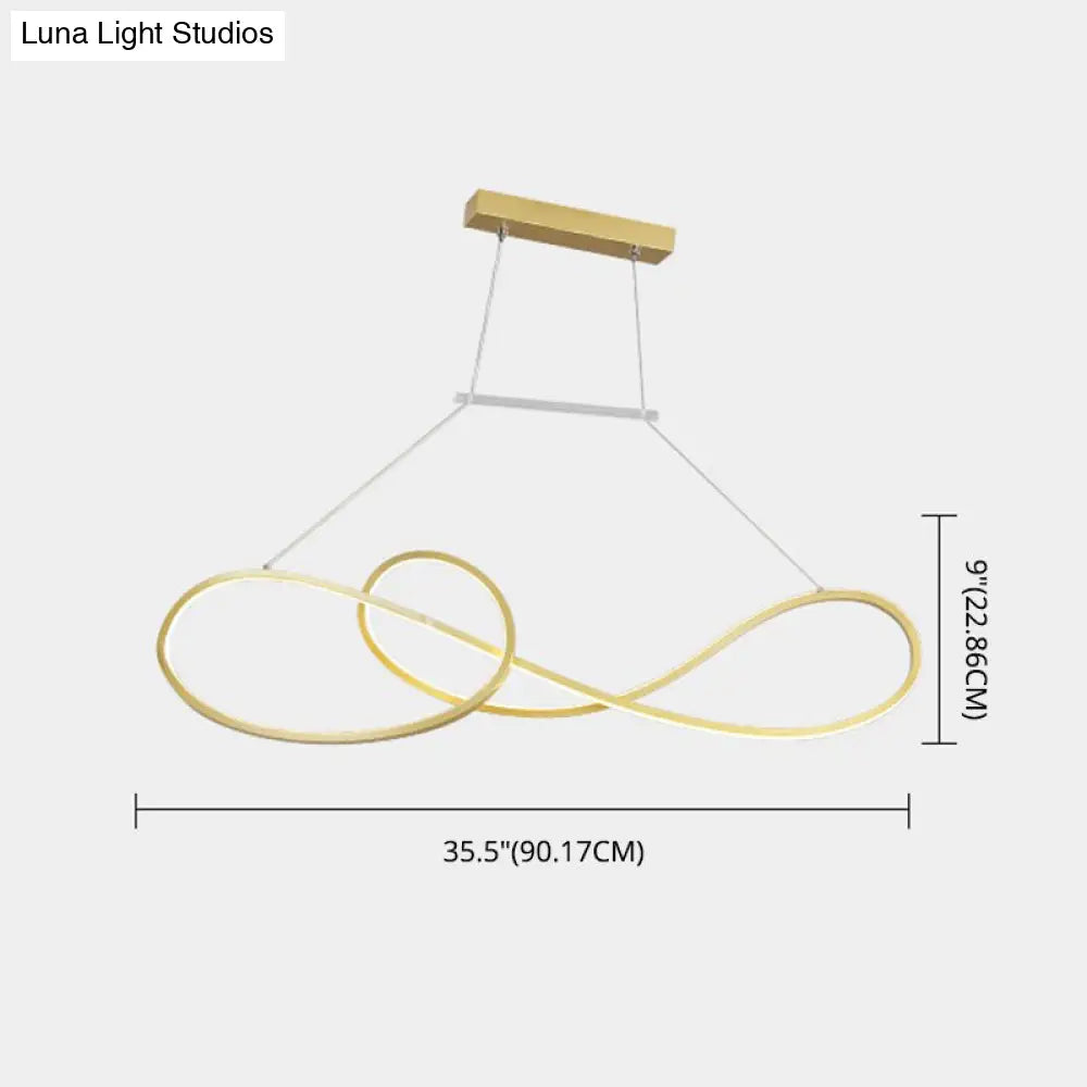 Led Strip Island Pendant Light - Minimalist Metal Dining Room Lighting Fixture