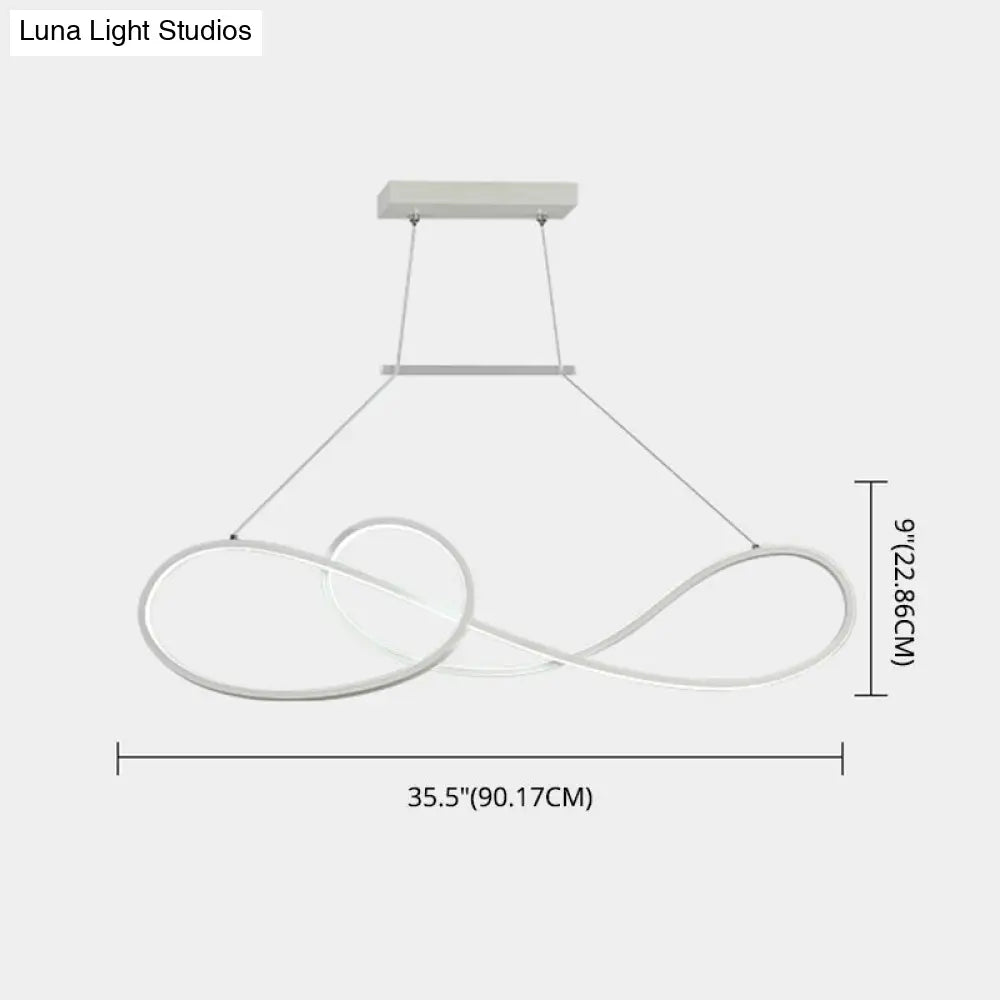 Led Strip Island Pendant Light - Minimalist Metal Dining Room Lighting Fixture