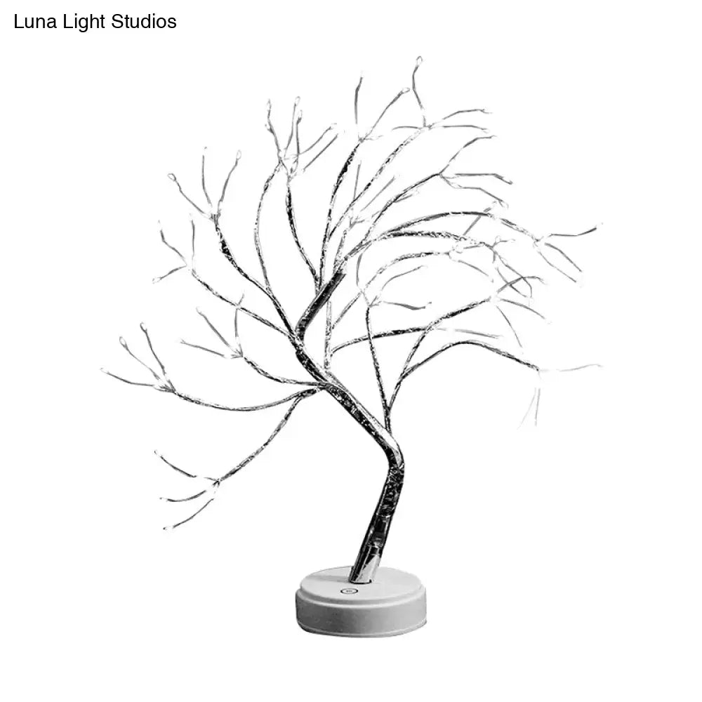 Led Tree Branch Nightstand Lamp For Girls Bedroom - Decorative Plastic Table Light