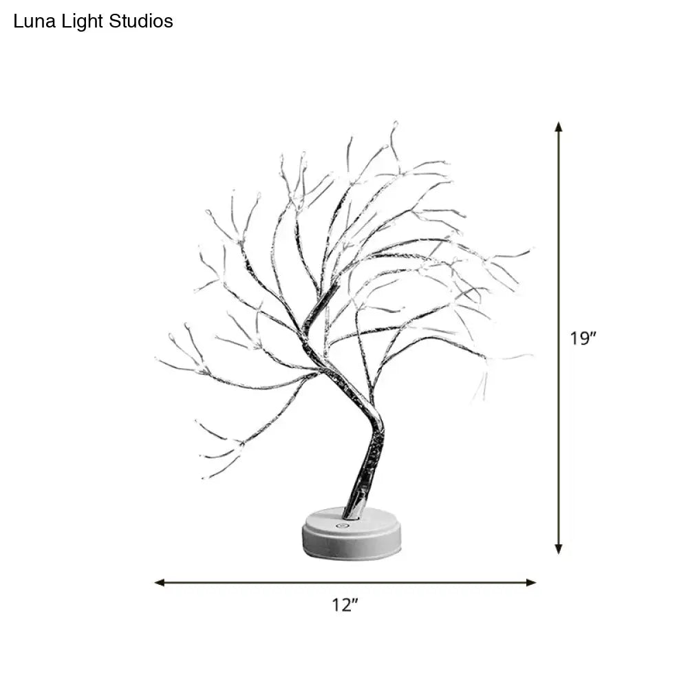 Led Tree Branch Nightstand Lamp For Girls Bedroom - Decorative Plastic Table Light