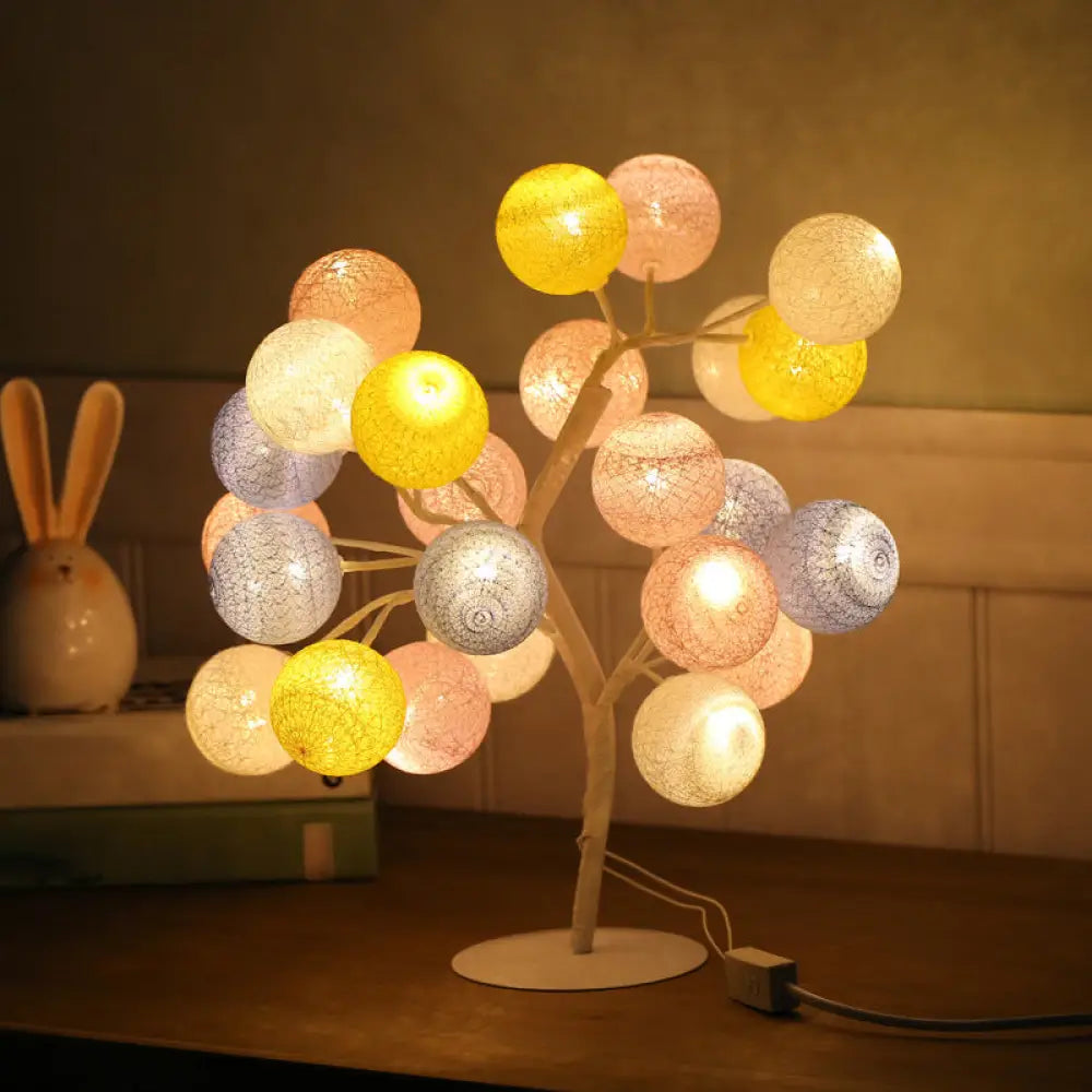 Led Tree-Shaped Bedroom Nightstand Lamp - Decorative Usb Table Lighting Pink-Blue / Rechargeable