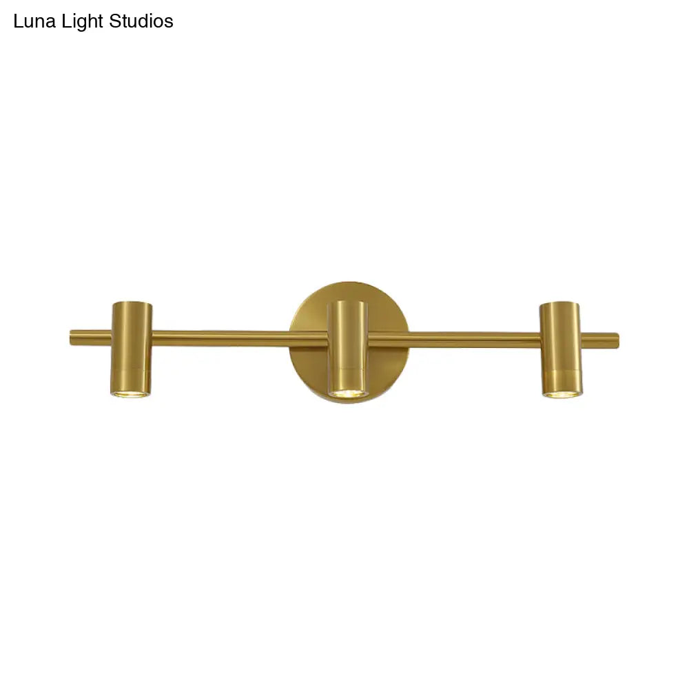 Led Tube Vanity Lamp: Traditional Brass Metal Wall Sconce For Bathroom - 2/3/4 Lights