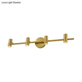 Led Tube Vanity Lamp: Traditional Brass Metal Wall Sconce For Bathroom - 2/3/4 Lights