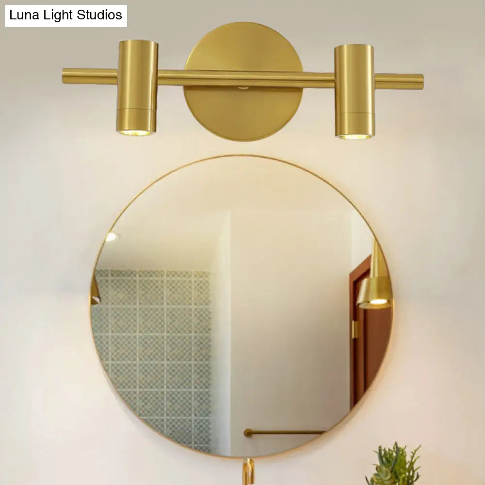 Led Tube Vanity Lamp: Traditional Brass Metal Wall Sconce For Bathroom - 2/3/4 Lights