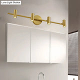 Led Tube Vanity Lamp: Traditional Brass Metal Wall Sconce For Bathroom - 2/3/4 Lights