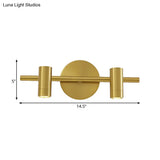 Led Tube Vanity Lamp: Traditional Brass Metal Wall Sconce For Bathroom - 2/3/4 Lights
