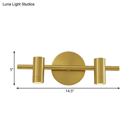 Led Tube Vanity Lamp: Traditional Brass Metal Wall Sconce For Bathroom - 2/3/4 Lights