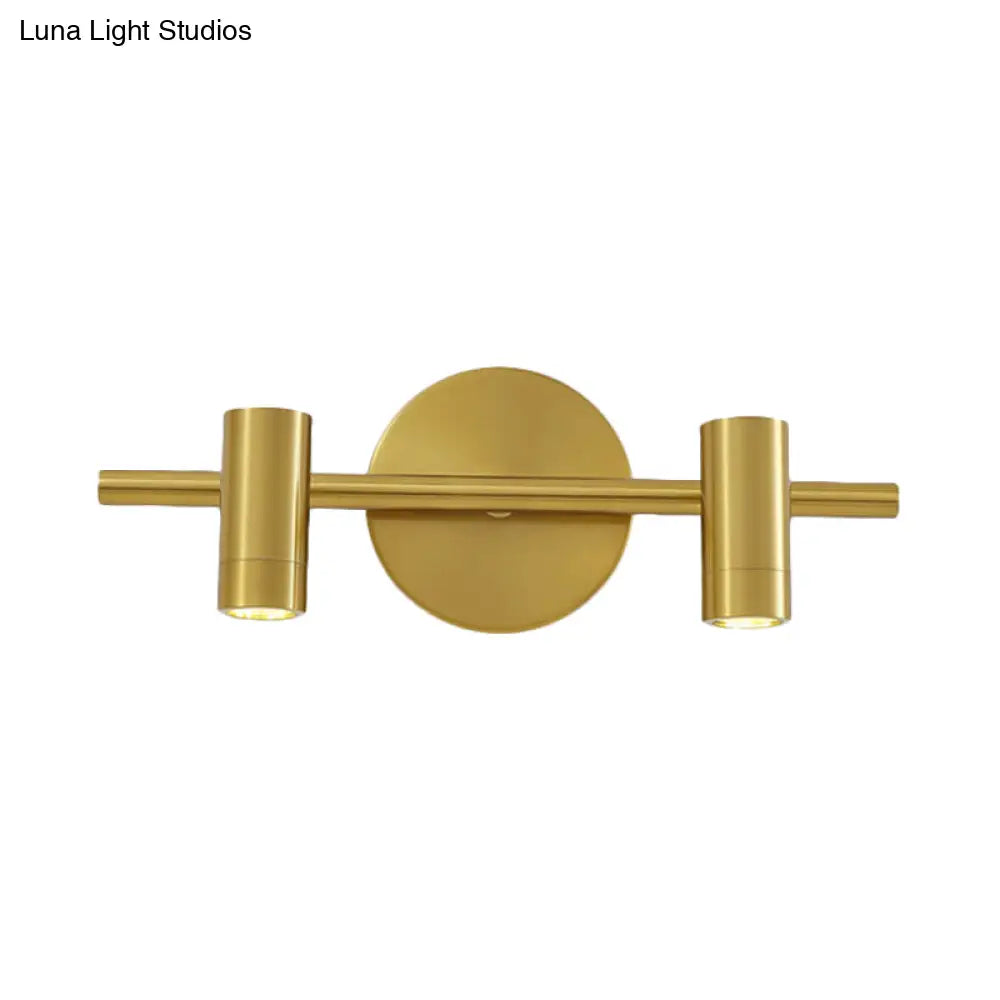 Led Tube Vanity Lamp: Traditional Brass Metal Wall Sconce For Bathroom - 2/3/4 Lights
