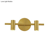Led Tube Vanity Lamp: Traditional Brass Metal Wall Sconce For Bathroom - 2/3/4 Lights