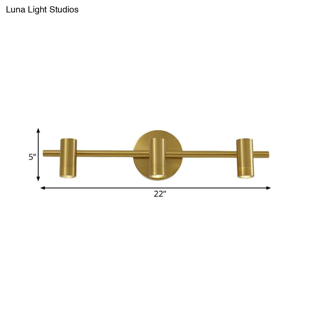 Led Tube Vanity Lamp: Traditional Brass Metal Wall Sconce For Bathroom - 2/3/4 Lights