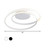 Led Twist Flush Mount Ceiling Light In Simplicity Black/White Aluminum Housing - Warm/White/3 Color