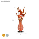 Led Vase Shape Desk Light Art Decor - Gold/Silver Metal Lamp With Crystal Encrusted Base