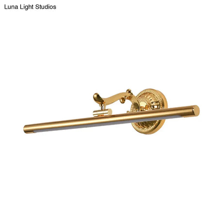 Led Wall Light In Bronze/Gold Finish - Classic Bathroom Vanity Fixture Elongated Metal Shade