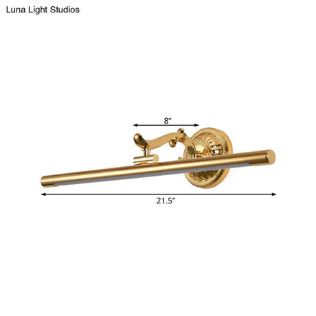 Led Wall Light In Bronze/Gold Finish - Classic Bathroom Vanity Fixture Elongated Metal Shade