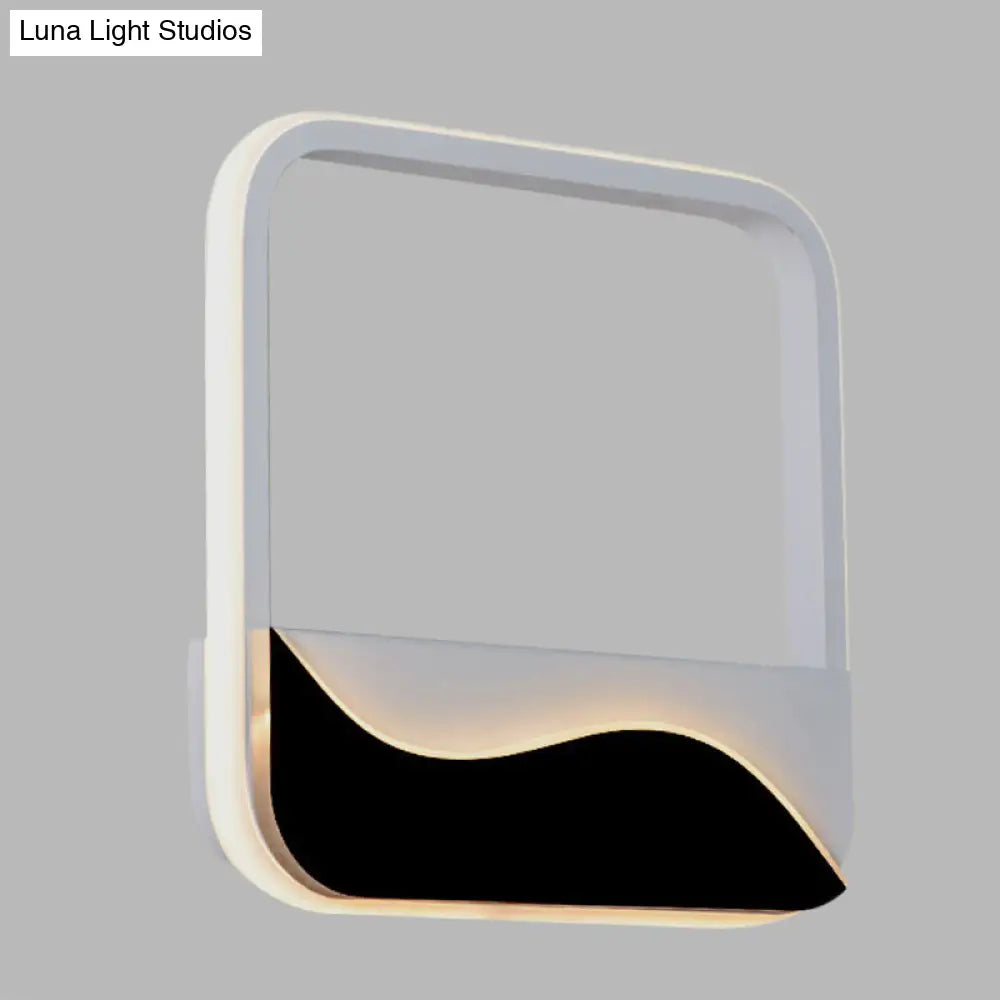 Led Wall Mount Sconce With Minimalist Square Frame In White/Black Acrylic Shade Warm/White Light