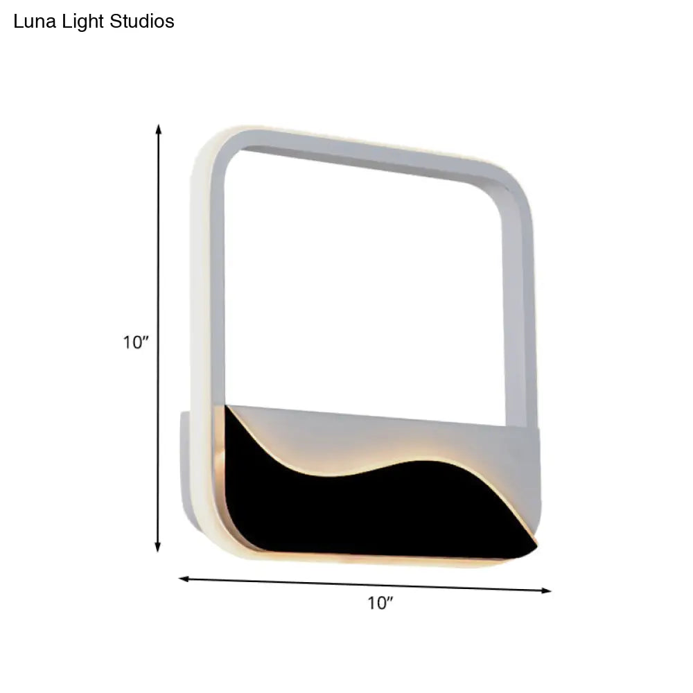 Led Wall Mount Sconce With Minimalist Square Frame In White/Black Acrylic Shade Warm/White Light