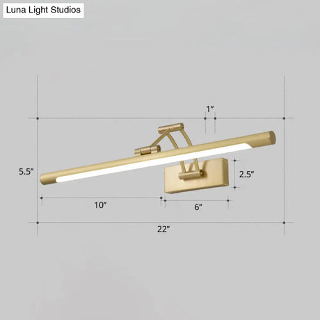Led Wall Mount Vanity Light - Minimalist Tube Shape Acrylic Fixture With 3-Joint Swing Arm