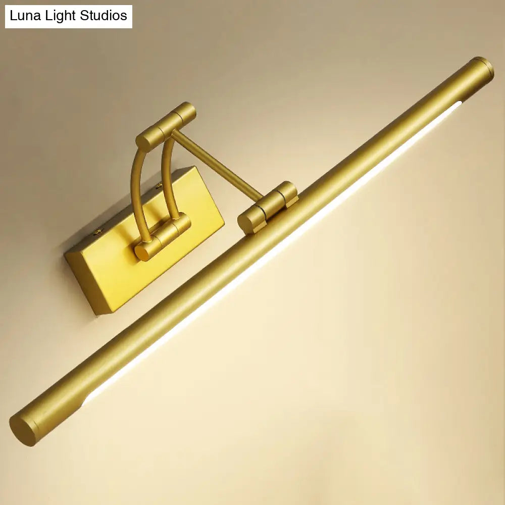 Led Wall Mount Vanity Light - Minimalist Tube Shape Acrylic Fixture With 3-Joint Swing Arm