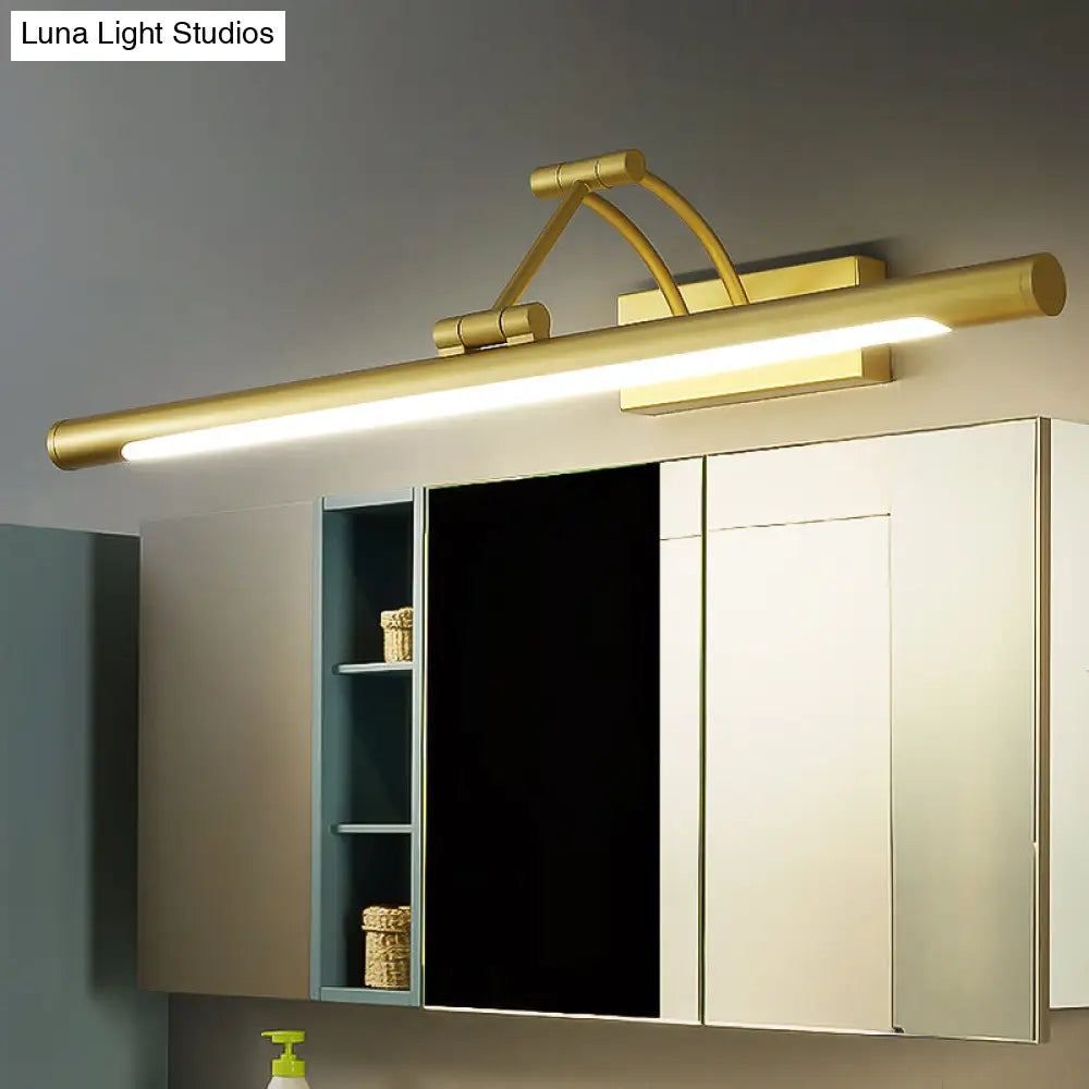 Led Wall Mount Vanity Light - Minimalist Tube Shape Acrylic Fixture With 3-Joint Swing Arm
