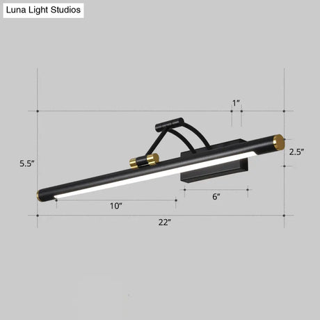 Led Wall Mount Vanity Light - Minimalist Tube Shape Acrylic Fixture With 3-Joint Swing Arm