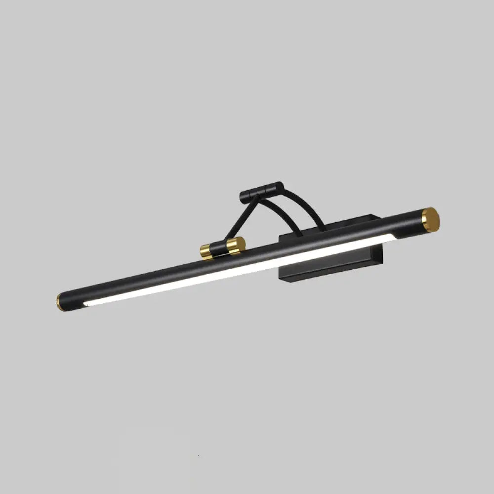 Led Wall Mount Vanity Light - Minimalist Tube Shape Acrylic Fixture With 3-Joint Swing Arm Black /