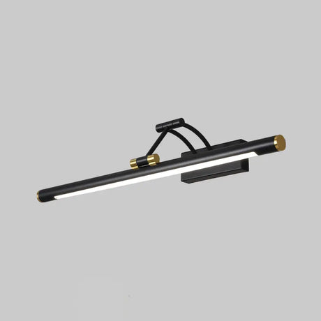 Led Wall Mount Vanity Light - Minimalist Tube Shape Acrylic Fixture With 3-Joint Swing Arm Black /
