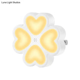 Led Wall Nightlight: Modern White Clover Plug-In Lamp With Plastic Shade
