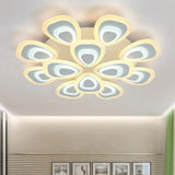 Led White Peacock Semi Flush Light: Stylish Acrylic Ceiling Mount For Living Room 12 / Warm