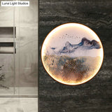 Light Asia Aluminum Led Wall Mounted Mural For Living Room Decoration - Blue Foggy Mountain