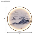 Light Asia Aluminum Led Wall Mounted Mural For Living Room Decoration - Blue Foggy Mountain