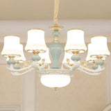 Light Blue Cone Chandelier Pendant Kit With Cream Glass For Contemporary Living Room 8 /