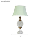 Light Green Crystal Table Lamp With Globe Shape And Led Bulb - Traditional Nightstand