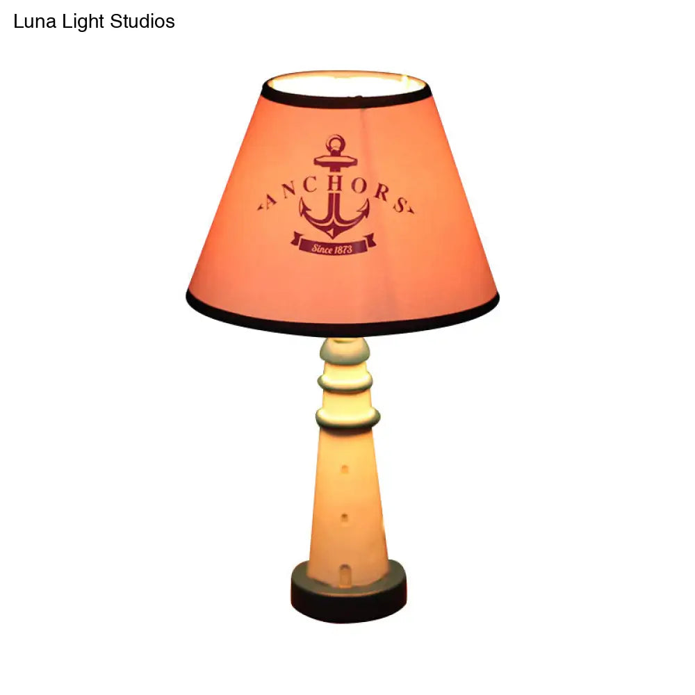 Lighthouse Nautical Desk Lamp: Resin Study Room Light With Plug-In Cord