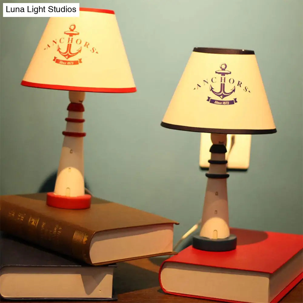 Lighthouse Nautical Desk Lamp: Resin Study Room Light With Plug-In Cord