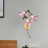 Lily Metal Sconce Lamp - Romantic Led Wall Mounted Light Fixture In White/Pink Pink