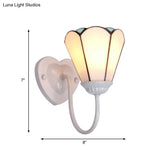 Lily Stained Glass Wall Mount Light - Tiffany Style Sconce Lighting For Hallway White/Blue/Antique