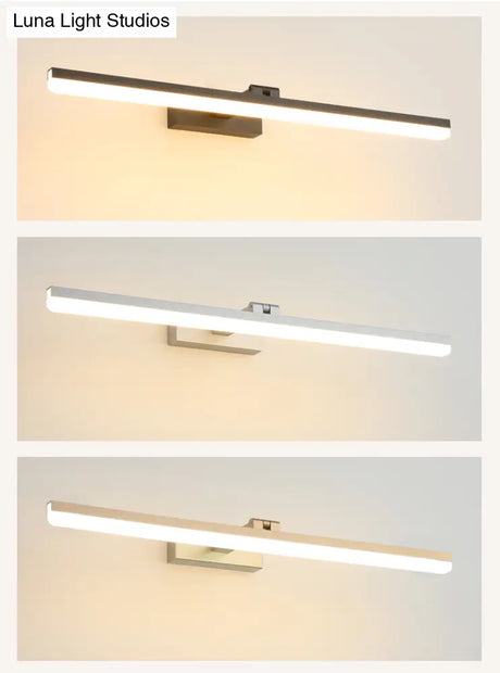 Linear LED Bathroom Vanity Sconce with Acrylic Diffuser - Simple Metal Design