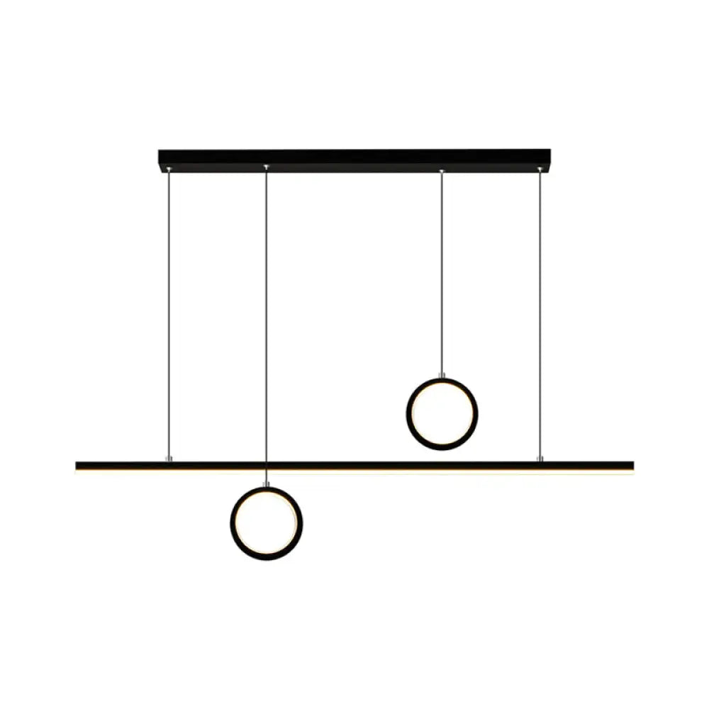 Black/Gold Metal Linear Led Chandelier Lamp - Multiple Hanging Lights Warm/White Glow
