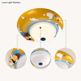 Little Angel Resin Crescent Flush Mount Light - Modern Ceiling Lamp For Kid Bedroom