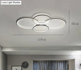 Living Room Main Lamp Atmospheric Hall Minimalist Circular Ring Indoor Ceiling Black / L 110Cm White