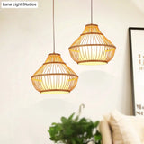 Lodge Style Bamboo Pendant Lamp - 16/18 Curved Hanging Light Fixture For Dining Room 1 Beige