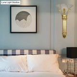 Lodge Style Bell Wall Sconce - 1 Bulb Gold Fixture For Bedroom