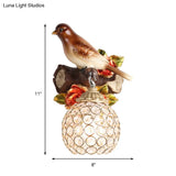 Lodge Style Resin Bird Wall Sconce Light With Crystal Global Shade