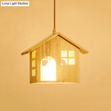 Lodge Style Rubber Wood Drop Pendant Light With 1 Bulb - Perfect For Dining Table