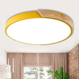 Loft Circle Led Ceiling Light For Kindergarten With Acrylic Shade Yellow / 12 Warm