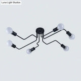 Loft Nordic Pipe Wrought Iron Ceiling Light 4/6/8 Heads Lamp 6 Heads