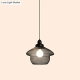 Loft Style Black Iron Mesh Drop Pendant Ceiling Suspension Lamp For Dining Room - 1-Light