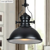 Loft Style Iron Pendant Lighting: Pot Cover 1-Light Hanging Fixture For Restaurants