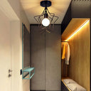 Loft Style Metal Star Frame Semi-Flush Ceiling Light In Black/Gold For Corridor Black